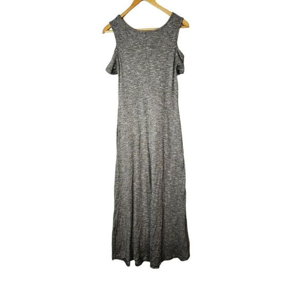 5/$25 Soft Surroundings Electra Maxi Dress Heathered Gray Cold Shoulder XS - Picture 2 of 5